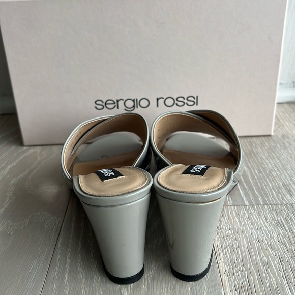 Sergio Rossi gray patent leather wedge sandals size 8 1/2 - Picture 3 of 7
